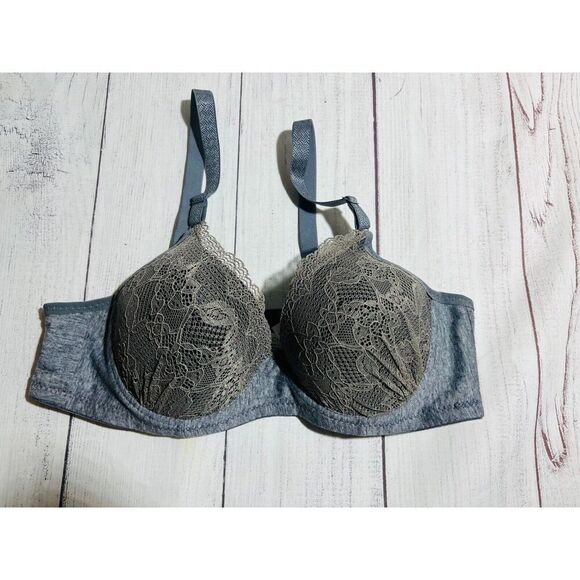 Gray lace underwire adjustable strap womens bra 34C - Picture 1 of 6